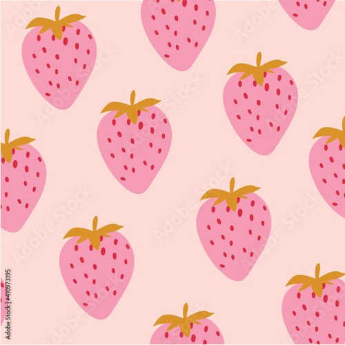 strawberry seamless abstract fruit pattern set pink  