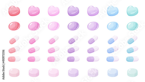 病みかわいい薬のイラスト素材セット