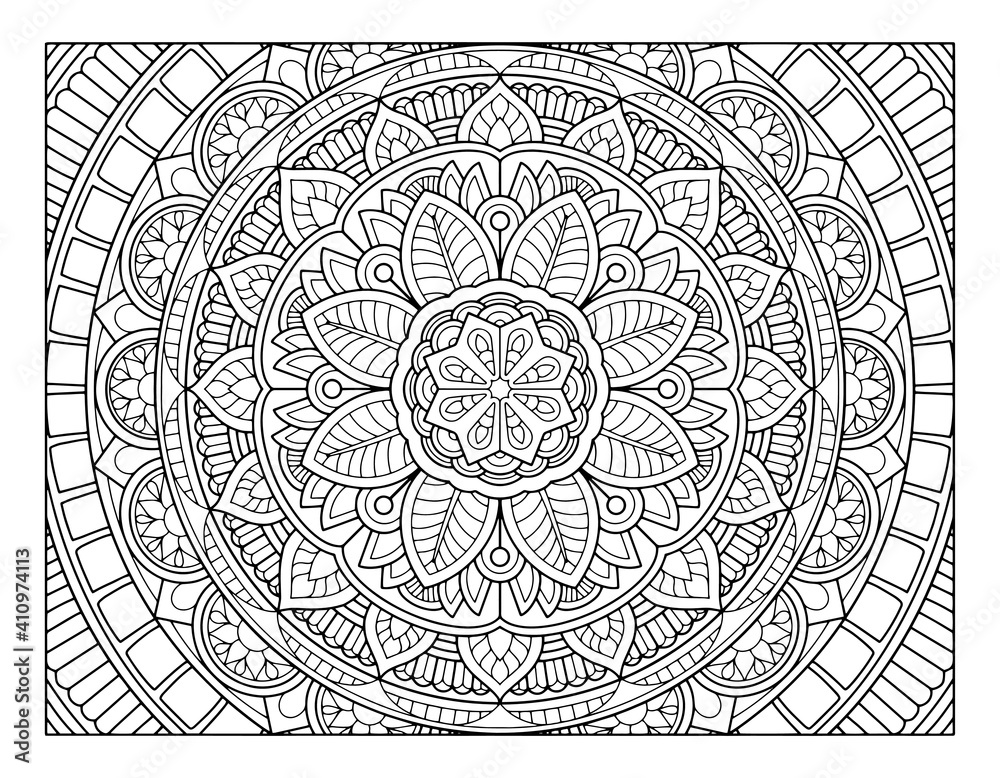 coloring full page mandala design. adult coloring page Stock Vector ...