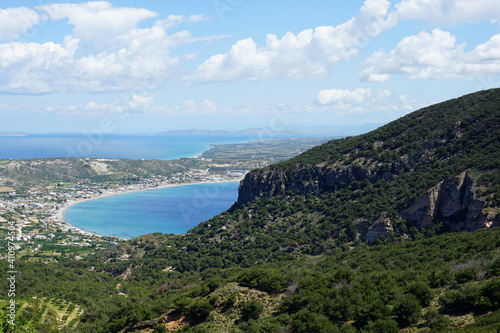 the view of Kefalos from Vigles Agrielia Thymianos Richtis Panagia Styloti, Kos Island, Greece, May