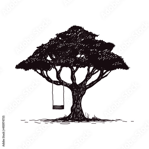 classic rustic swing on the tree vector illustration for logo designs graphic