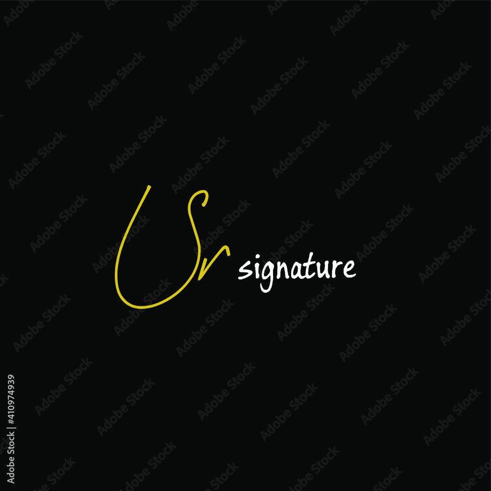 Obraz premium SR initial handwritten calligraphy, for monogram and logo