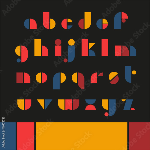 Bauhaus letters and numbers set. Modern typography. Font for events, promotions, logos, banner, monogram and poster.