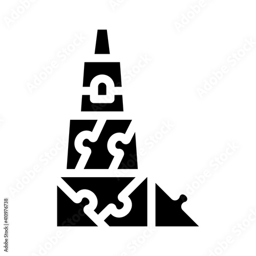 3d constructor and puzzle toy glyph icon vector illustration