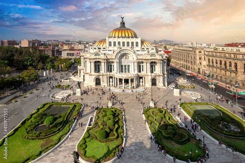 Landmark Palace of Fine Arts (Palacio de Bellas Artes) in Alameda Central Park near Mexico City Zocalo Historic Center. photo