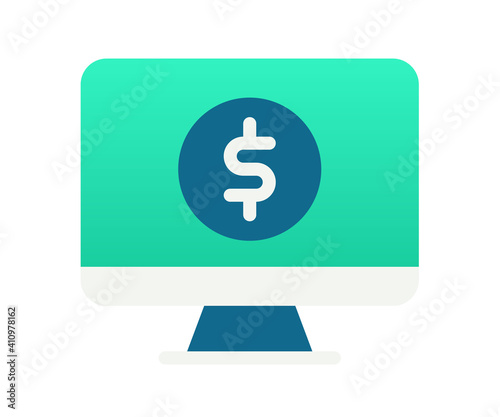 computer monetize screen single isolated icon with gradient style