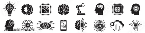 Artificial intelligence icons set. Simple set of artificial intelligence vector illustration on white background. photo