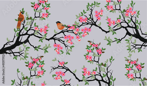 Seamless pattern with birds
 photo