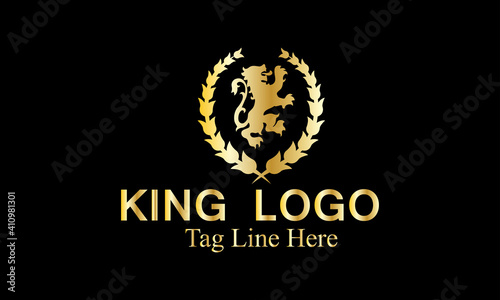 black and gold logo king logo design.