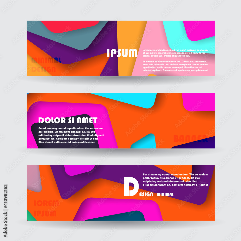 Fototapeta premium Collection horizontal business banner set vector templates. clean modern geometric abstract background layout for website design. simple creative cover header. in rectangle