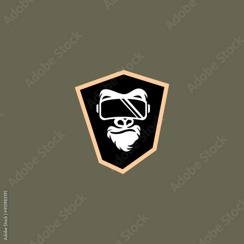 geek gorilla head vector logo illustration