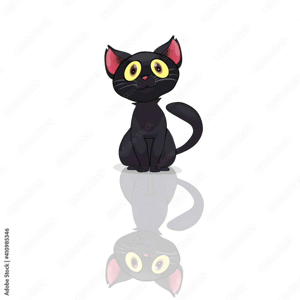 cute cat black cartoon 3D ilustration character. cute cat black cartoon 3D ilustration character.