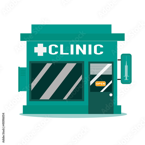 A medical clinic building on white background.