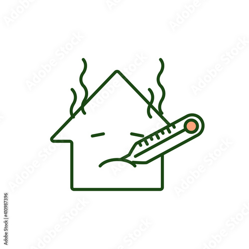 Sick building syndrome RGB color icon. Chemical radiation, dangerous materials for home. Illness symptoms. Unhealthy environment. Infection in house. SBS metaphor. Isolated vector illustration