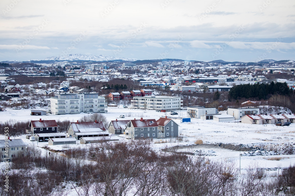 Winter in Klauvmarka residential area, Mosheim - Brønnøysund in northern Norway,Helgeland,Nordland county,Norway,scandinavia,Europe