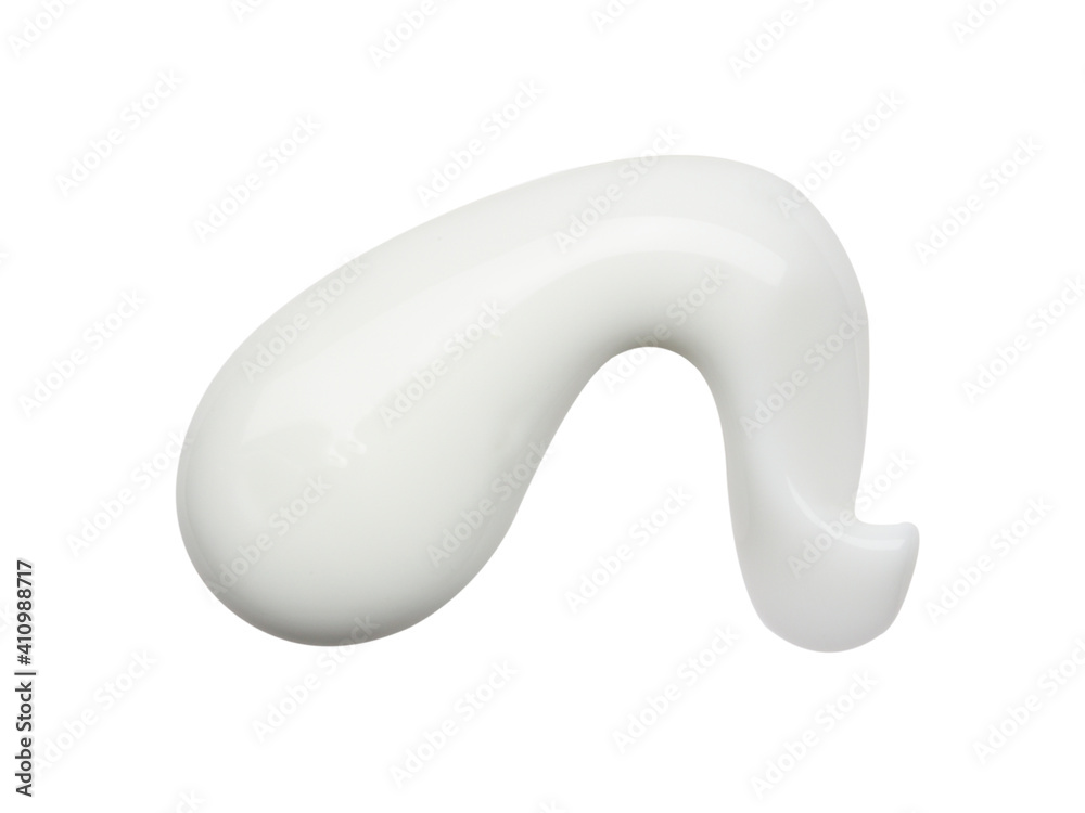 White cosmetic body lotion sample isolated on white background