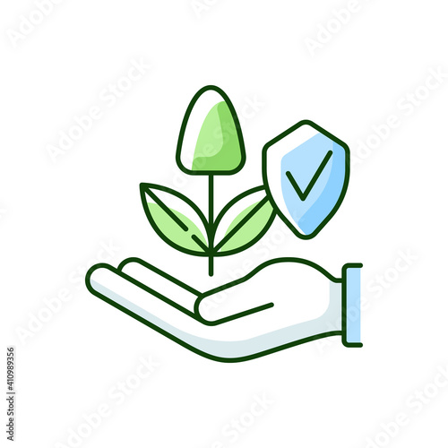 Sustainable agriculture RGB color icon. Smart farming. Ecofarm. Environmental protection. Chemical pesticides and fertilizers. Isolated vector illustration