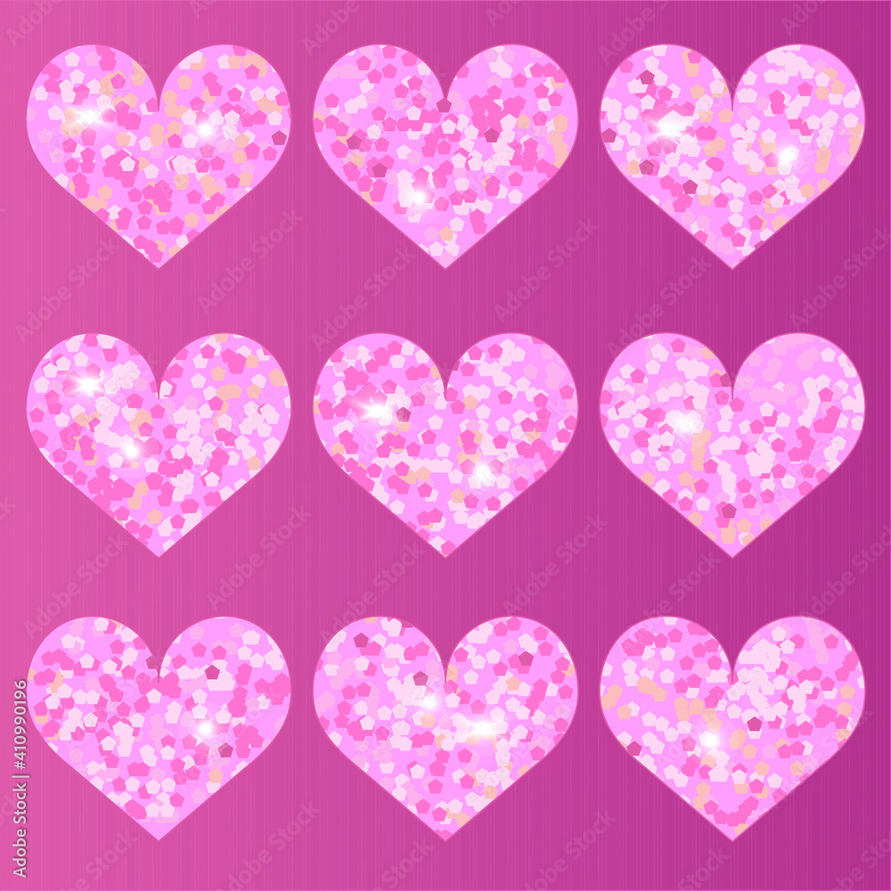 glitter pink hearts