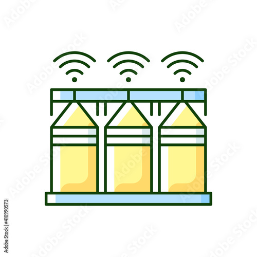 Smart crop storage RGB color icon. Precision farming. Technological innovation. IoT-powered monitoring. Isolated vector illustration