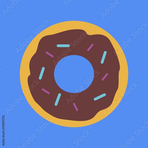 Donut with powder. Colored vector icon.