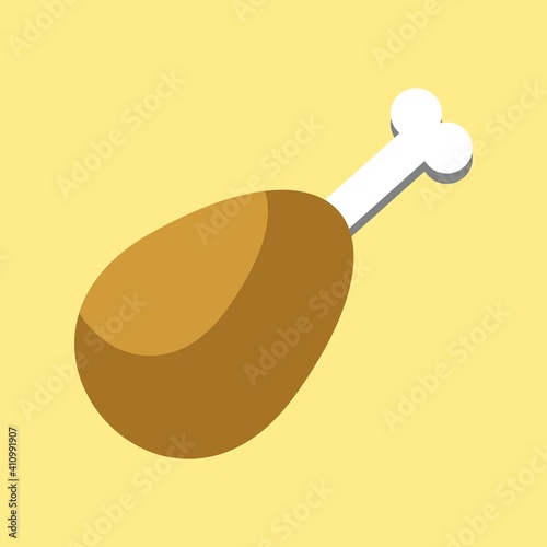 Fried chicken, fried chicken leg, stock illustration. Vector icon on a colored background.