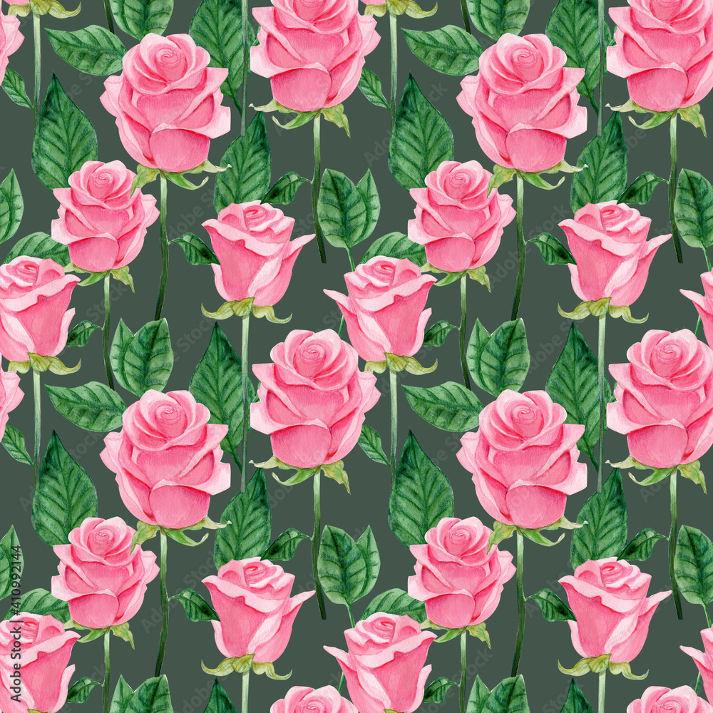 pink roses seamless pattern