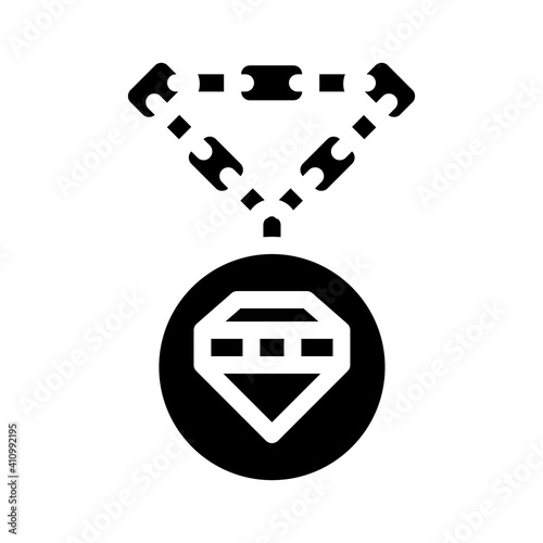 jewelry chain with diamond glyph icon vector illustration
