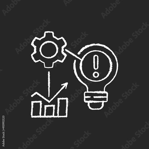 Identifying problems chalk white icons set on black background. Root cause analisys. Creative thinking. Contemporaty ways of solving problems. Isolated vector chalkboard illustration