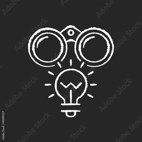 Fresh perspective chalk white icons set on black background. Contemporary ways of getting ideas. Critical and creative thinking. Creative thinkIsolated vector chalkboard illustration