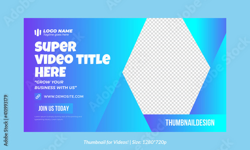Editable Thumbnail design vector for social media platforms usable in all videos Editable Premium Vector, Customizable Thumbnails template for promote videos thumbnail design	
