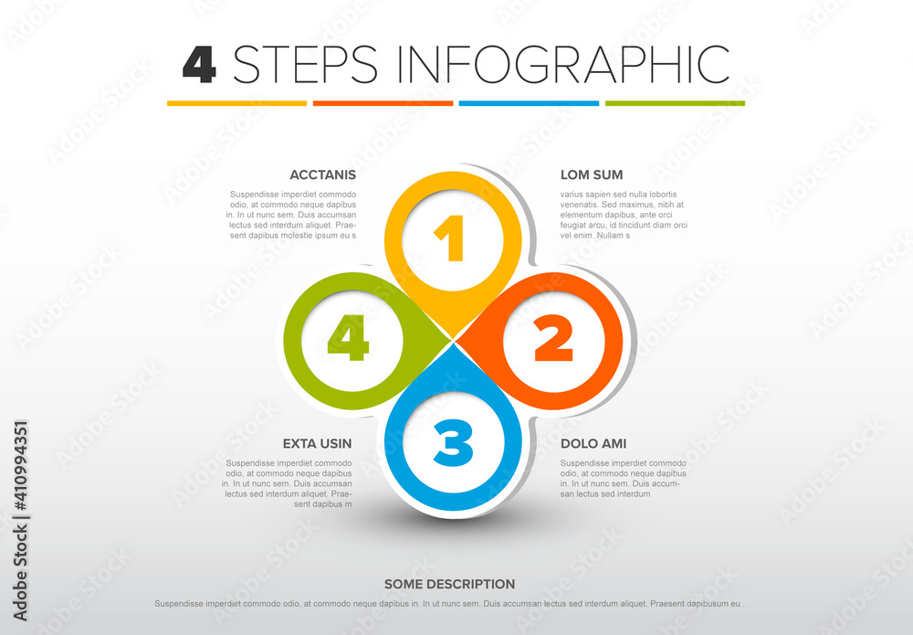 Minimalistic Four Steps Quatrefoil Layout Stock Template | Adobe Stock