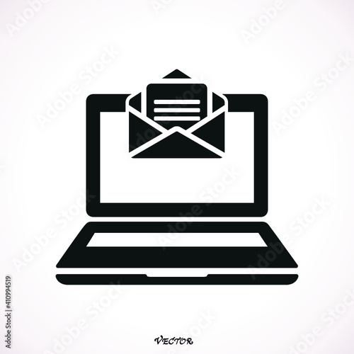 Email marketing, internet advertising concepts. Laptop with envelope and read email on screen. Vector illustration. Flat design.