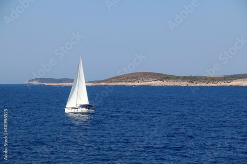 Sailing boat in Croatia. Beautiful Mediterranean landscape. © jelena990