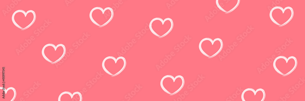 Valentines banner. Pink background. Copy space for text