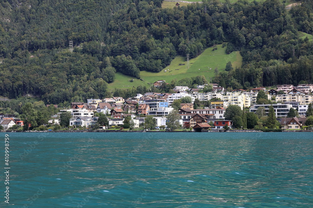 Municipality of Fluelen as seen from the lake