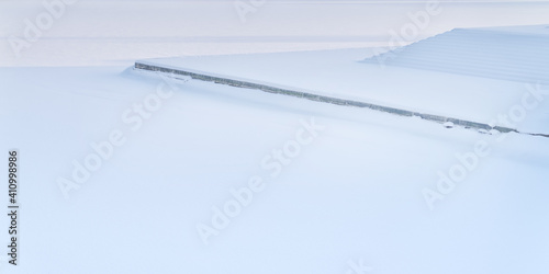 Wallpaper Mural Snow-covered embankment, granite steps and ice surface Torontodigital.ca