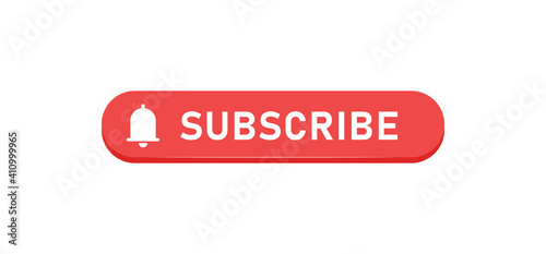 Subscribe click button with bell icon. Video social media platform.