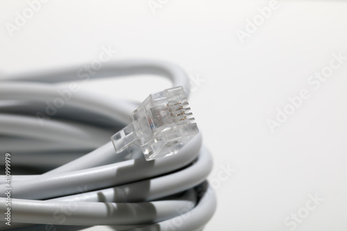 Telephone cable with plug, rj11 photo