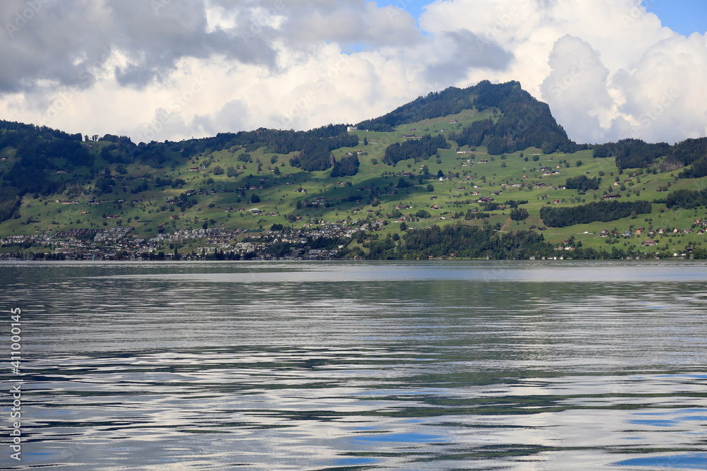 The edge of Lake Lucerne can be seen in a distance