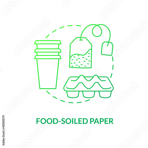 Food-soiled paper concept icon. Organic waste type idea thin line illustration. Used napkins and towels. Takeout containers. Contact with organic materials. Vector isolated outline RGB color drawing