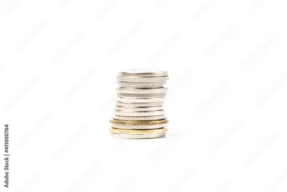 Stack of coins isolated on white background. Stack of coins isolated on white background.