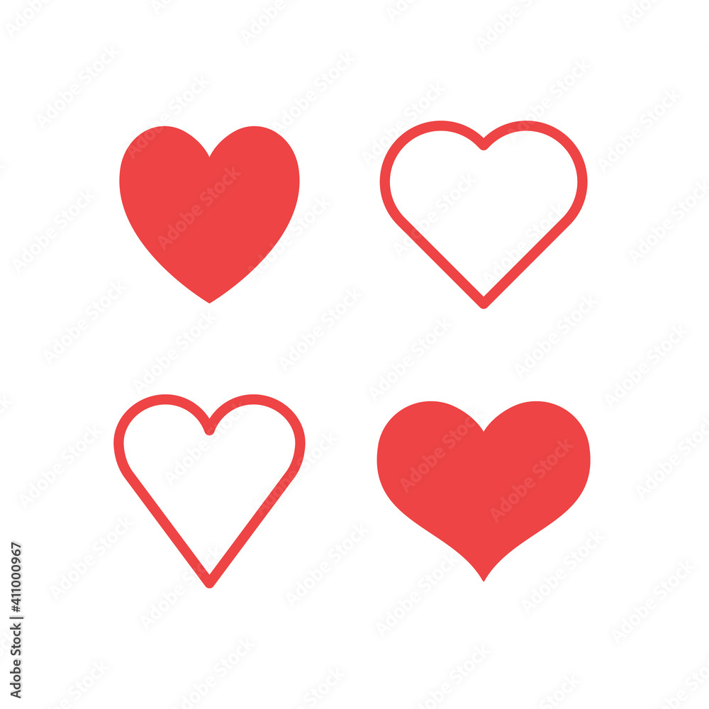 Hearts icon set. Valentine's day heart vector.