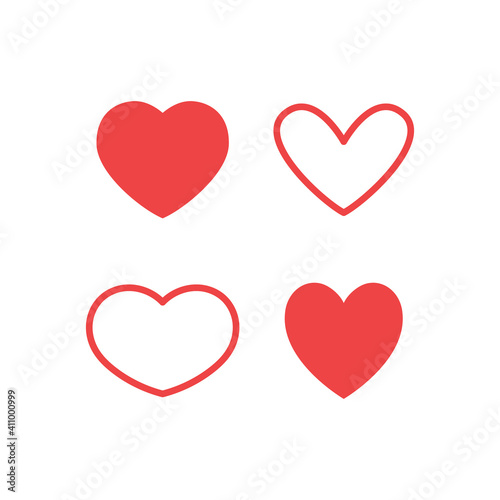 Hearts icon set. Valentine's day heart vector.