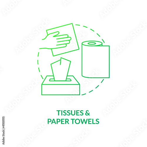 Tissues and paper towels concept icon. Food-spoiled paper waste idea thin line illustration. Softness, cleaning, absorption. Deforestation, waste problem. Vector isolated outline RGB color drawing