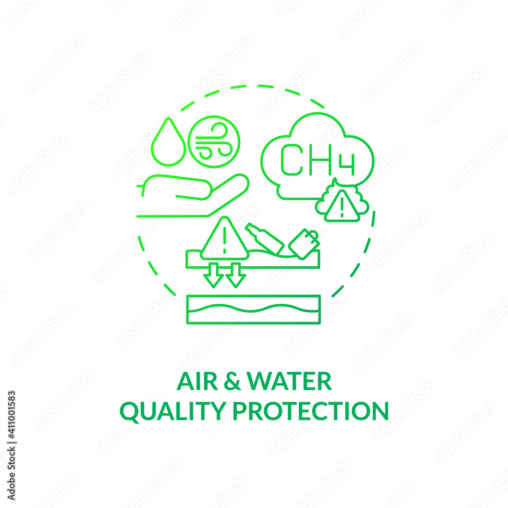 Air and water quality protection concept icon. Organic waste reduction