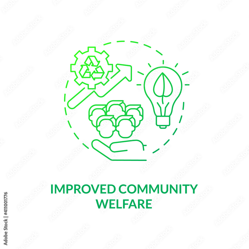 Improved community welfare concept icon. Organic waste reduction idea thin line illustration. Social dimensions. Assistance to individuals and families. Vector isolated outline RGB color drawing Improved community welfare concept icon. Organic waste reduction idea thin line illustration. Social dimensions. Assistance to individuals and families. Vector isolated outline RGB color drawing