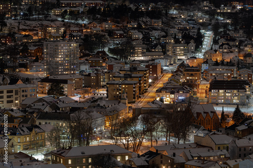 Norwegian city of Halden in a winter evening photo