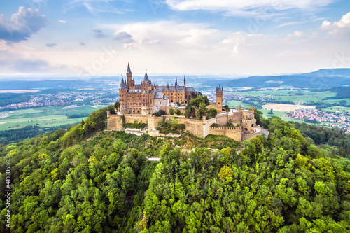 Hohenzollern Castle on mountain top in Stuttgart vicinity, Germany photo