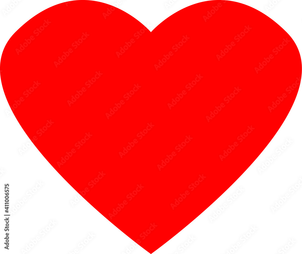 Heart, Symbol of Love and Valentine's Day. Flat Red Icon Isolated on White Background. Heart, Symbol of Love and Valentine's Day. Flat Red Icon Isolated on White Background.