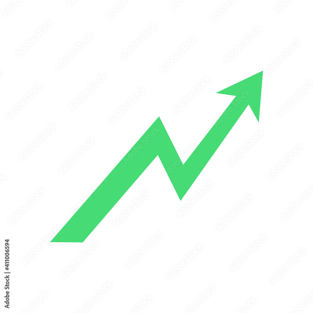 Growth arrow icon. Green arrow up. Success symbol. Vector isolated on white Growth arrow icon. Green arrow up. Success symbol. Vector isolated on white
